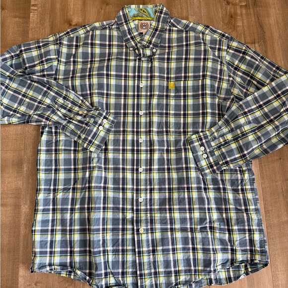 Cinch Button Down Long Sleeve Shirt Men Large Blue Check Western Paisley Plaid - Picture 2 of 8